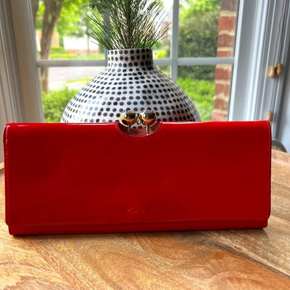Ted Baker Handbags - NEW Ted Baker Patent Leather Extra Large Matinee Purse Cherry Red